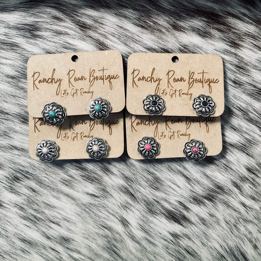 Concho Stud Western Boho Earrings - Ranchy Roan Boutique 