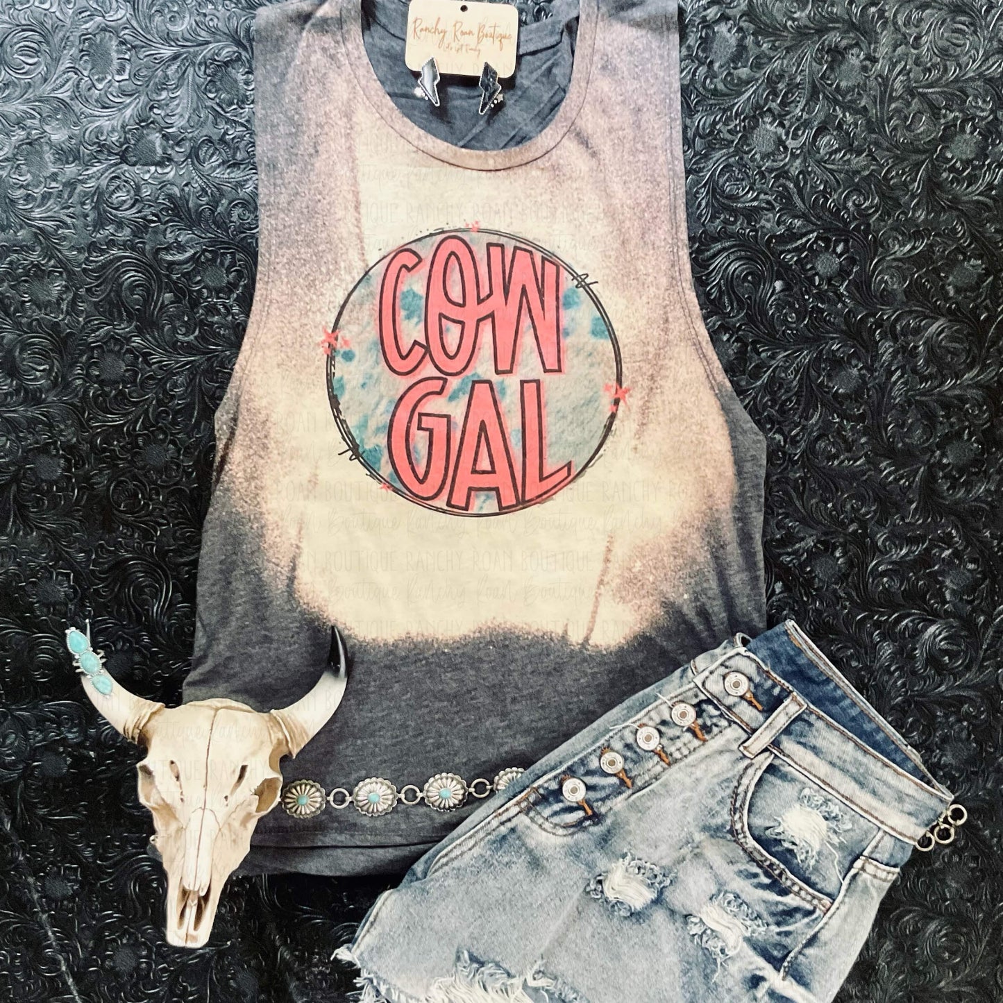 CowGal Cowhide Tank - Ranchy Roan Boutique 