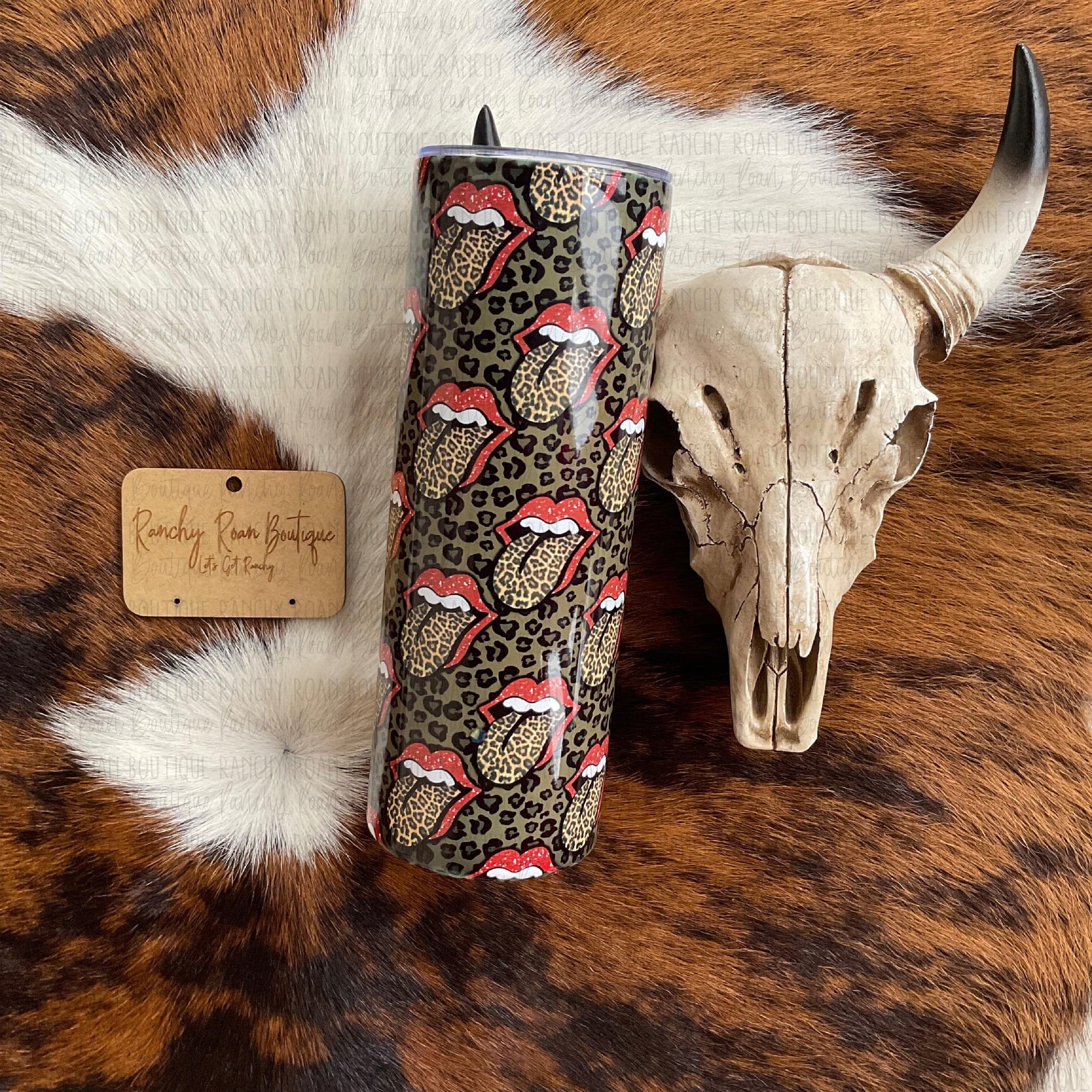 Leopard Lips 20oz Skinny Tumbler - Ranchy Roan Boutique 