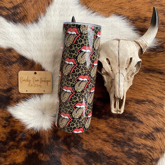 Leopard Lips 20oz Skinny Tumbler - Ranchy Roan Boutique 