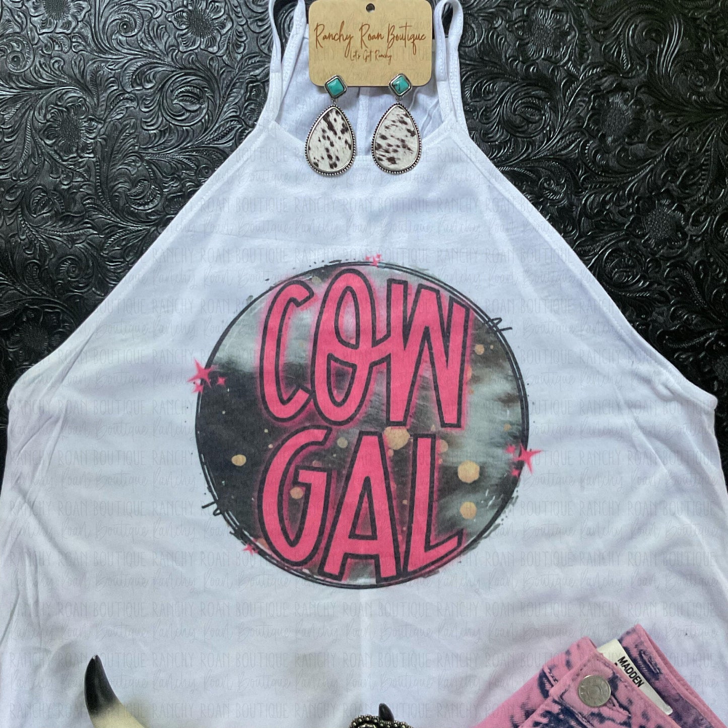 CowGal Cowhide Tank - Ranchy Roan Boutique 