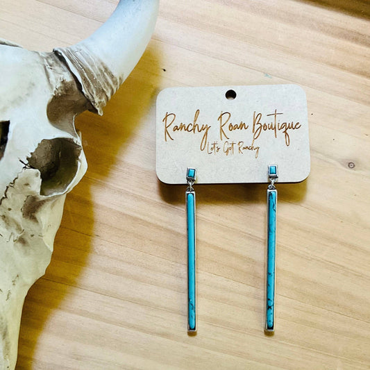 Stone Bar Drop Stud Earrings - Ranchy Roan Boutique 