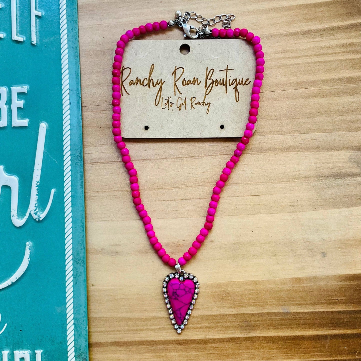 4mm Bead with Heart Pendant Choker - Ranchy Roan Boutique 