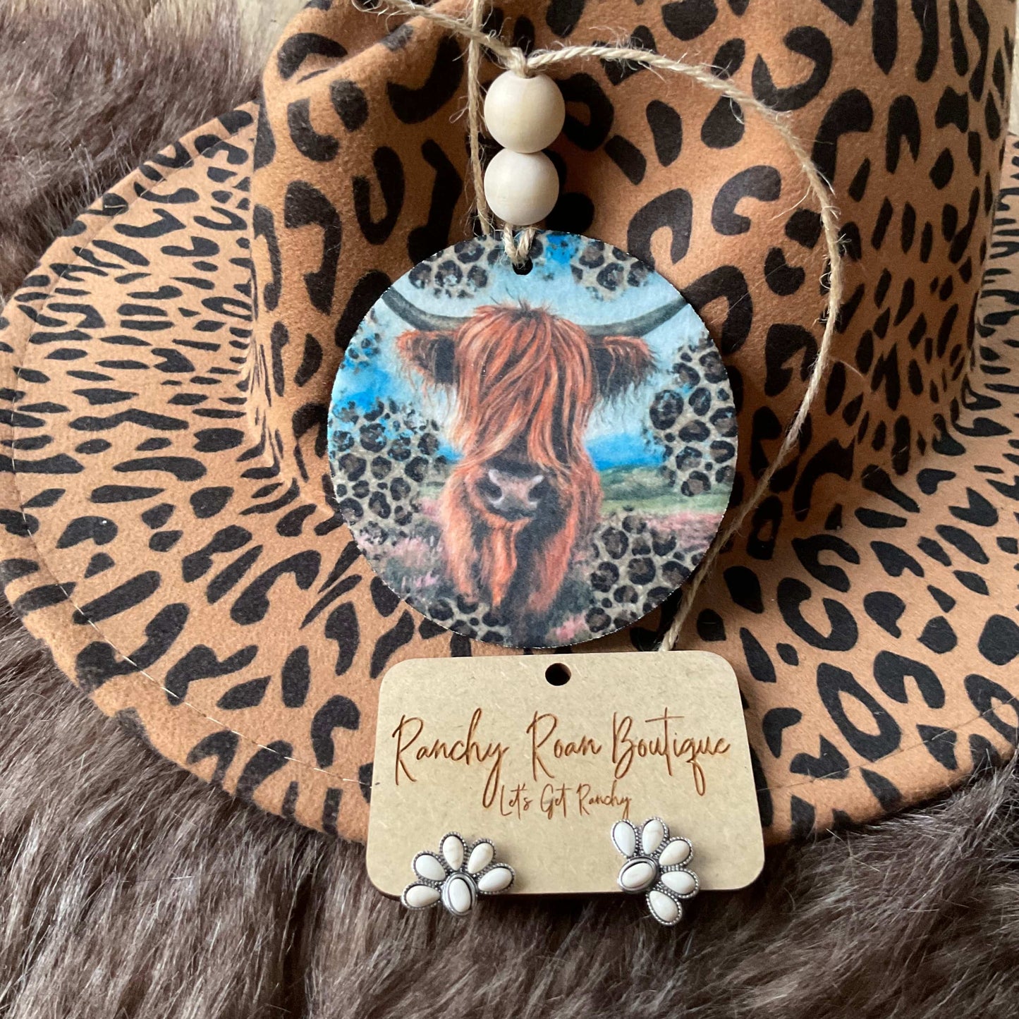 Highland Cow Aztec  Freshie - Ranchy Roan Boutique 