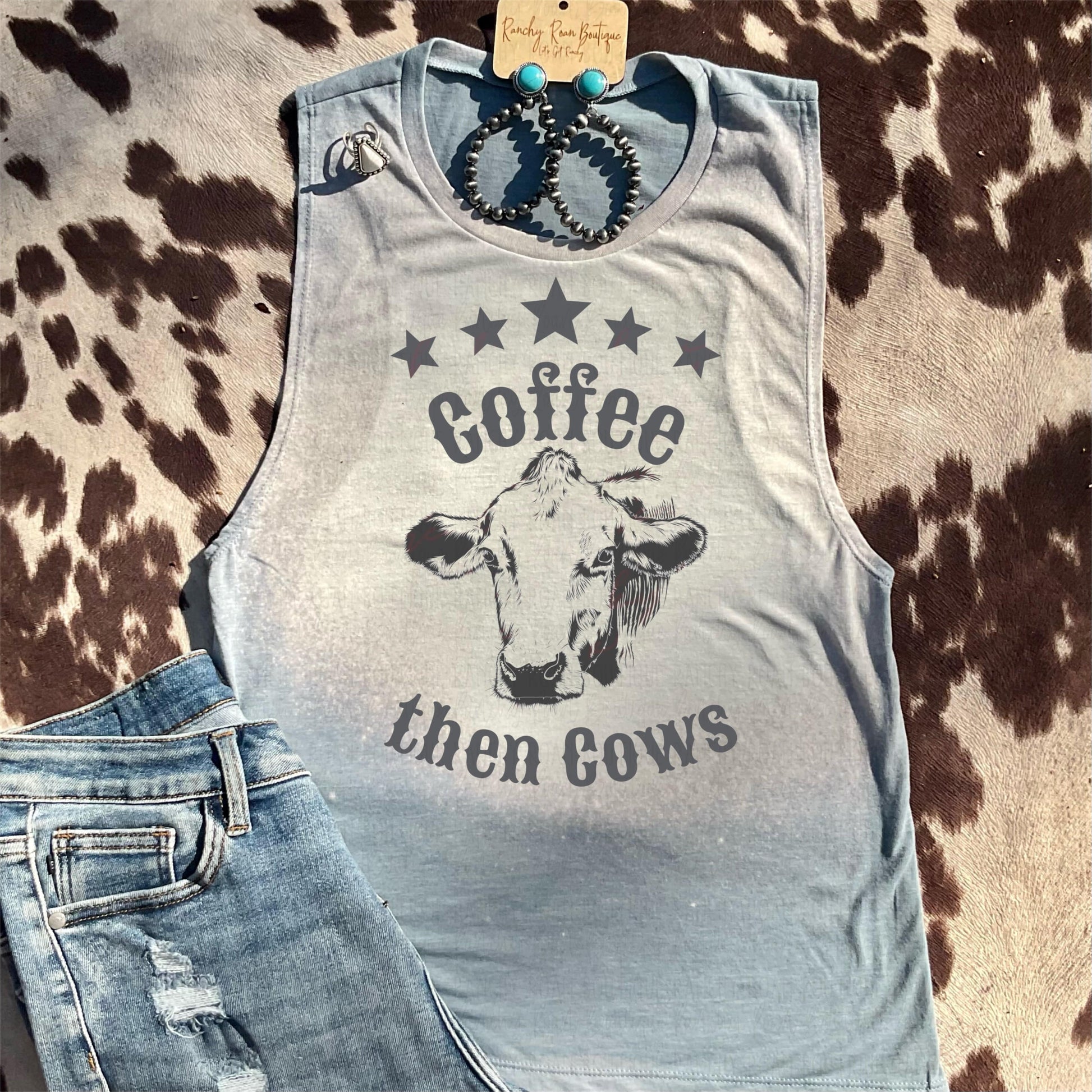 Coffee then Cows Tank - Ranchy Roan Boutique 