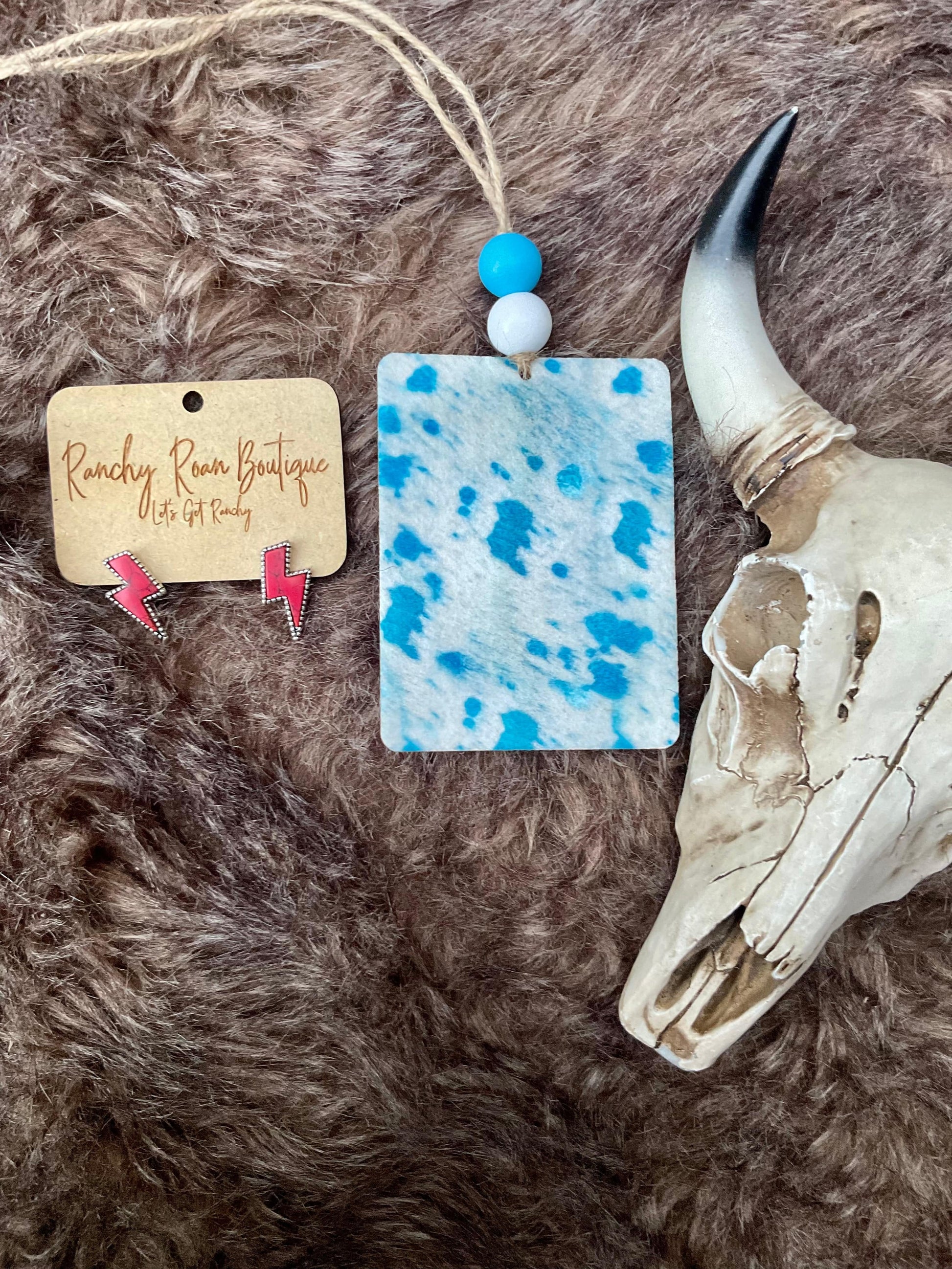 Acid Wash Blue Cowhide Freshie - Ranchy Roan Boutique 