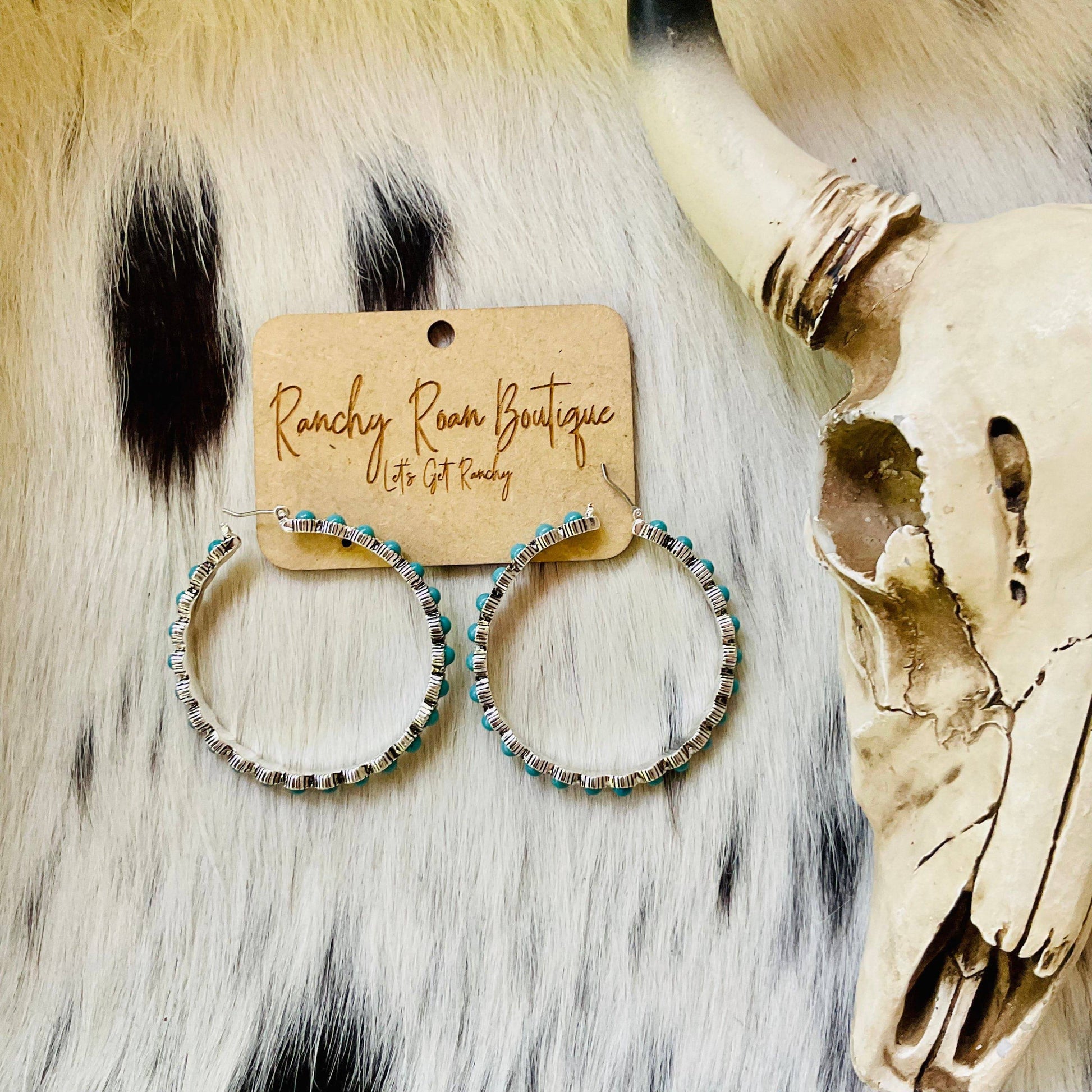 Navajo Style Texture Hoop Western Earrings - Ranchy Roan Boutique 