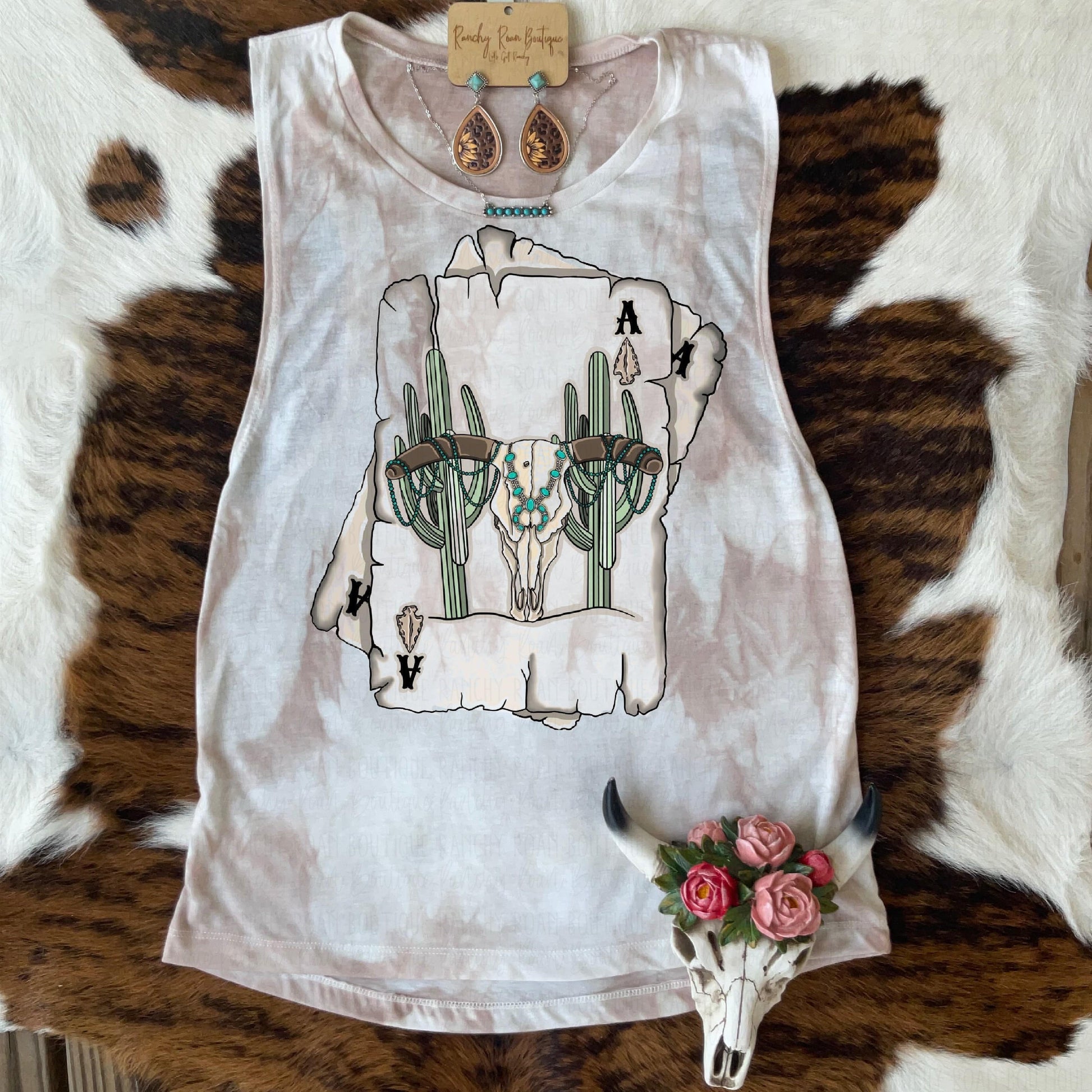 Aces Cactus Skull Festival Tank - Ranchy Roan Boutique 