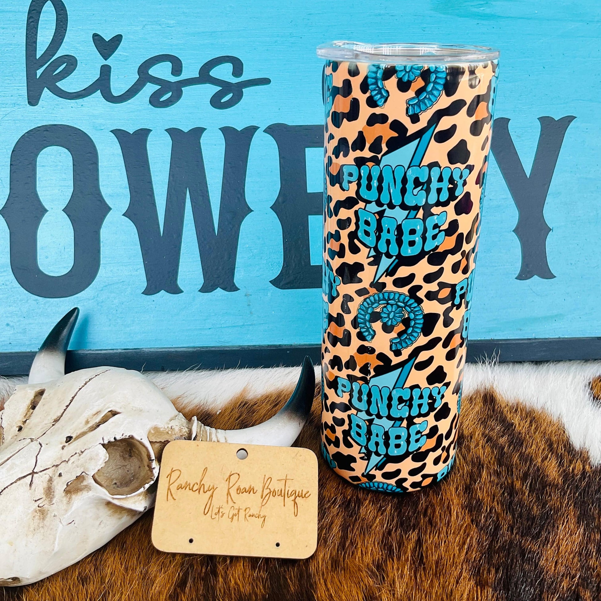 Leopard Punchy Babe Western 20oz Skinny Tumbler - Ranchy Roan Boutique 