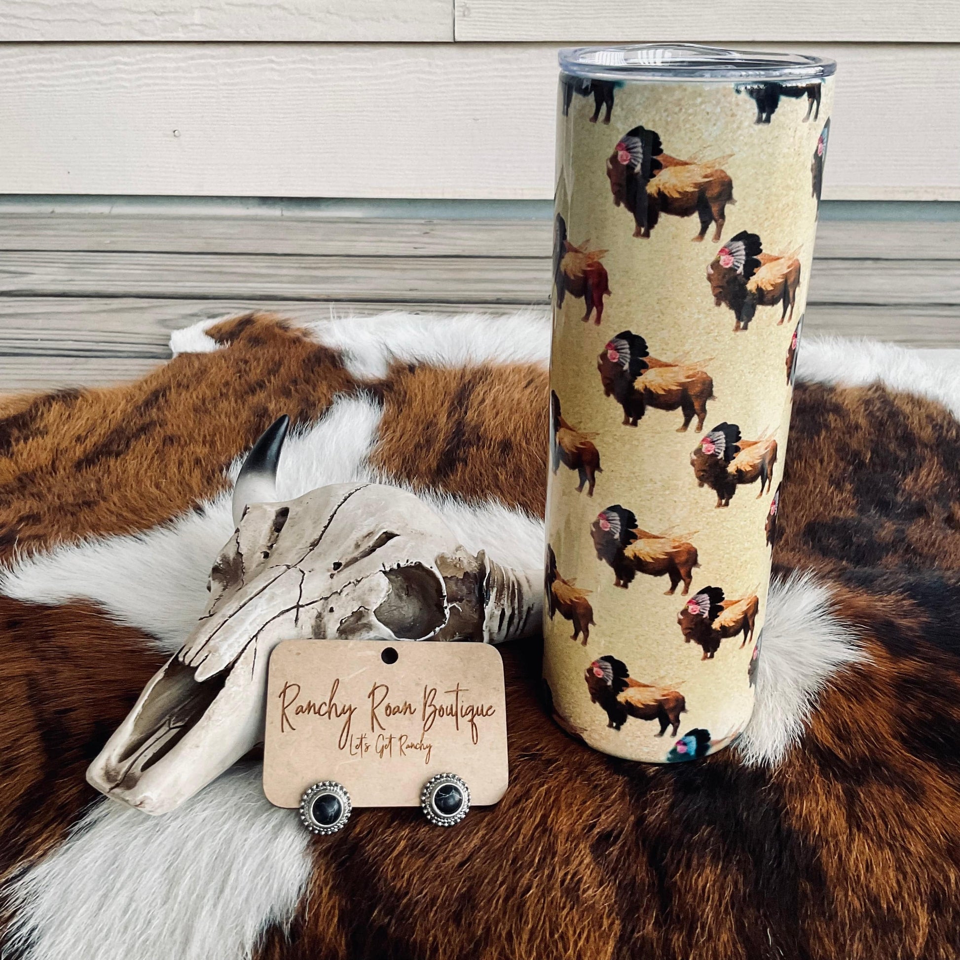 Glitter Buffalo Western 20oz Skinny Tumbler - Ranchy Roan Boutique 