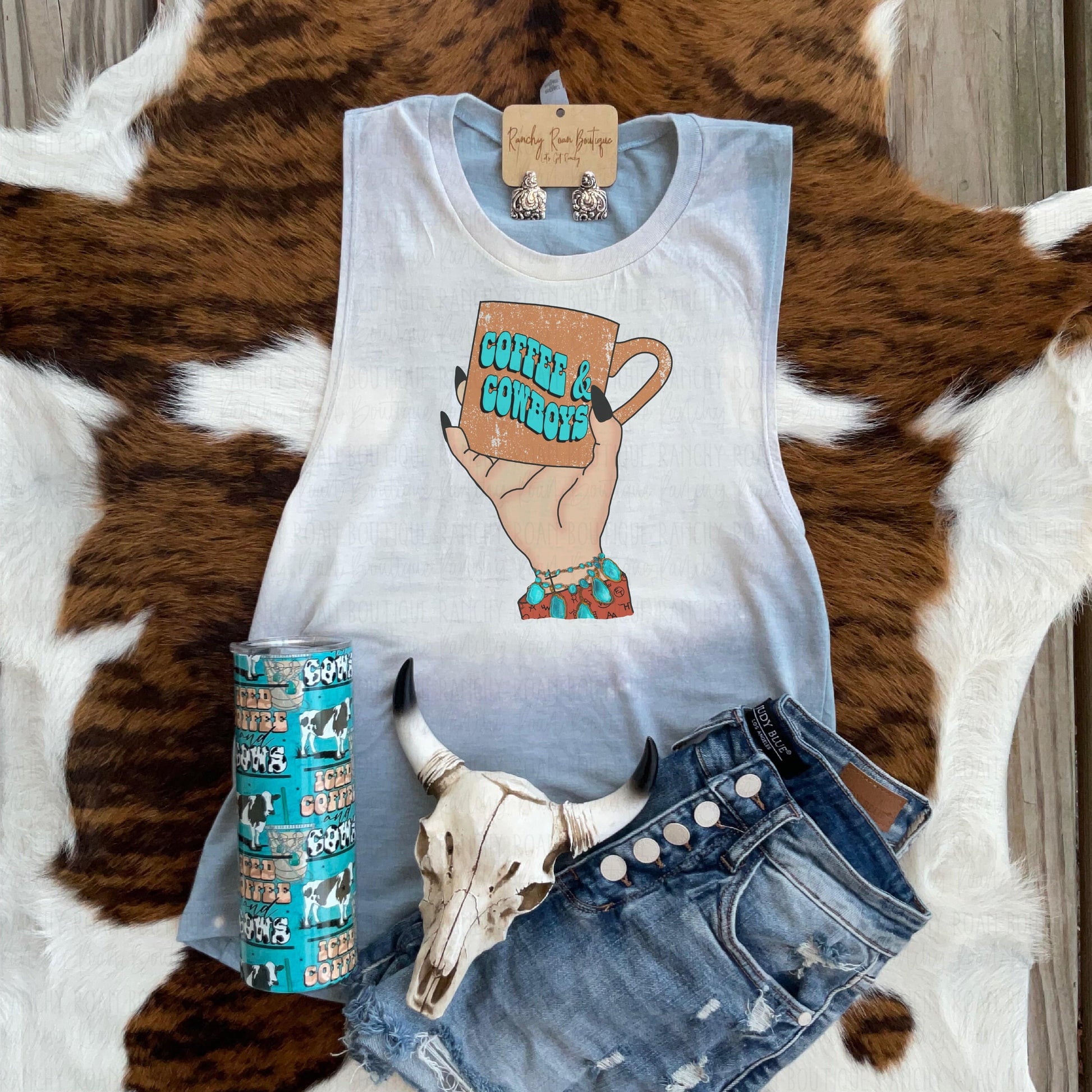 Coffee & Cowboys  Western Festival Tank - Ranchy Roan Boutique 