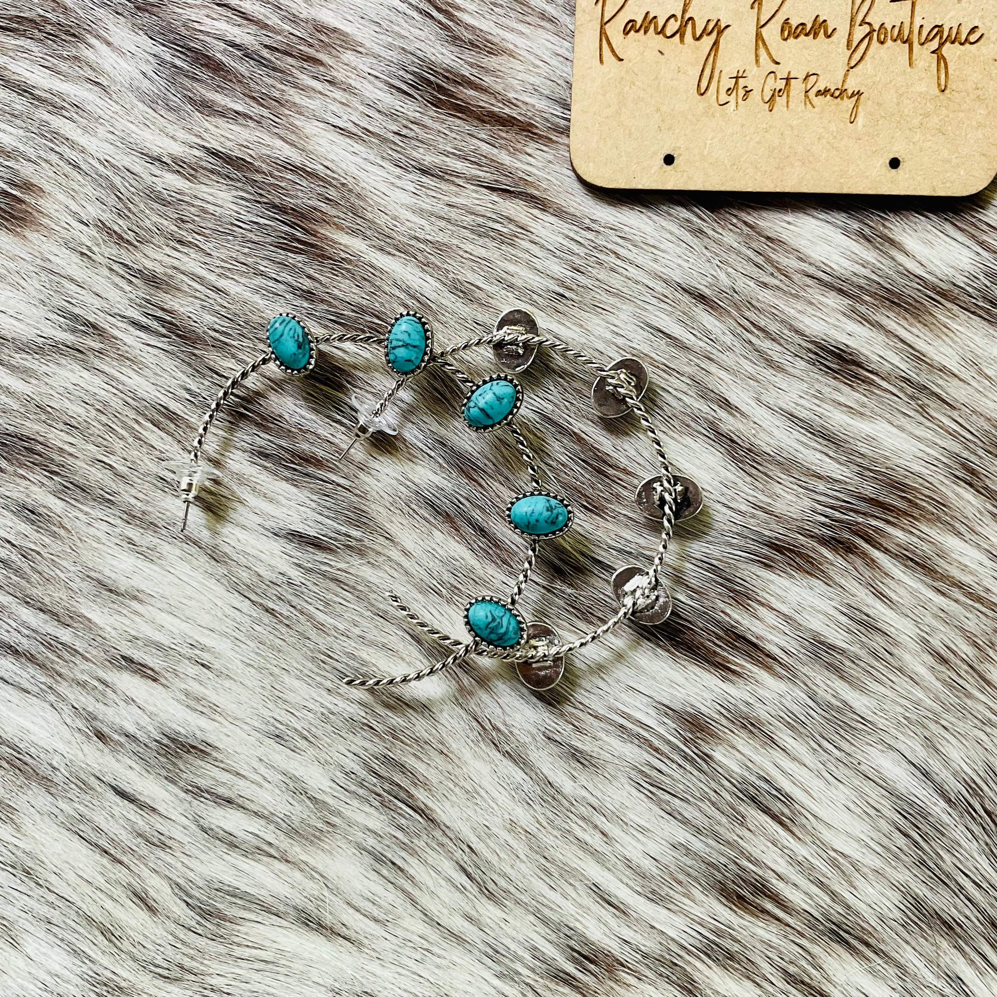 Western Stone Hoop Earrings - Ranchy Roan Boutique 