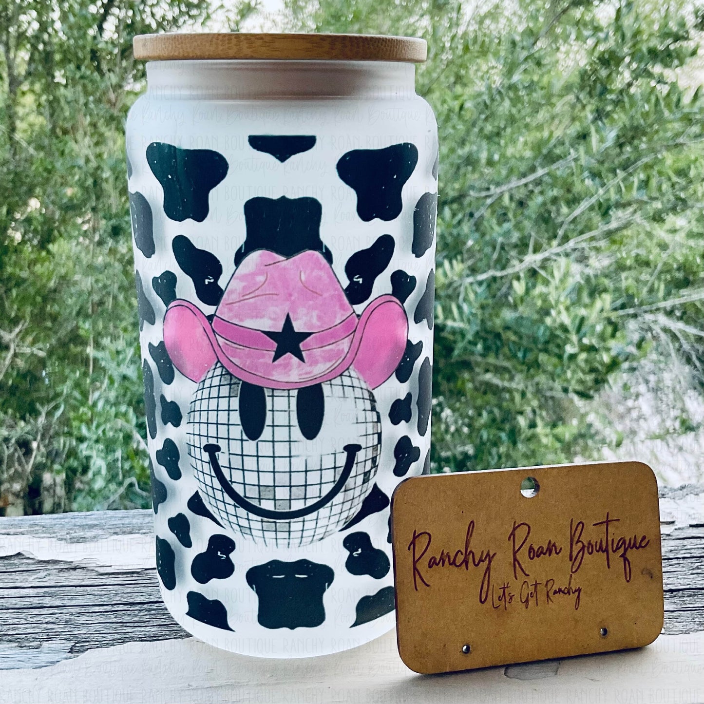 Cow Print Disco Cowgirl 16 oz Western Tumbler - Ranchy Roan Boutique 