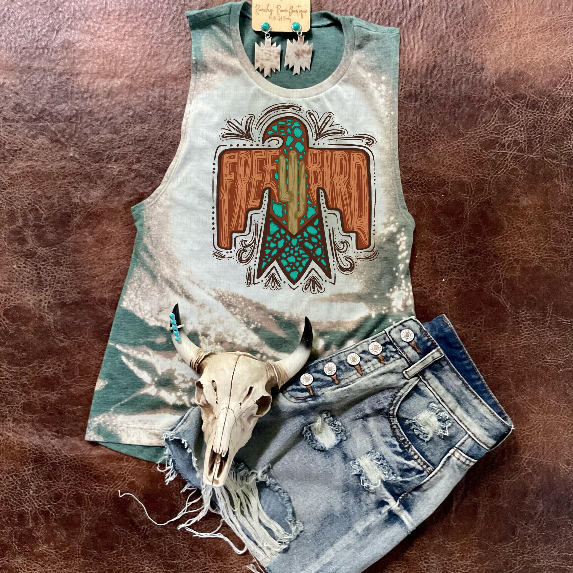 Free Bird Cactus Thunderbird Western Tank - Ranchy Roan Boutique 