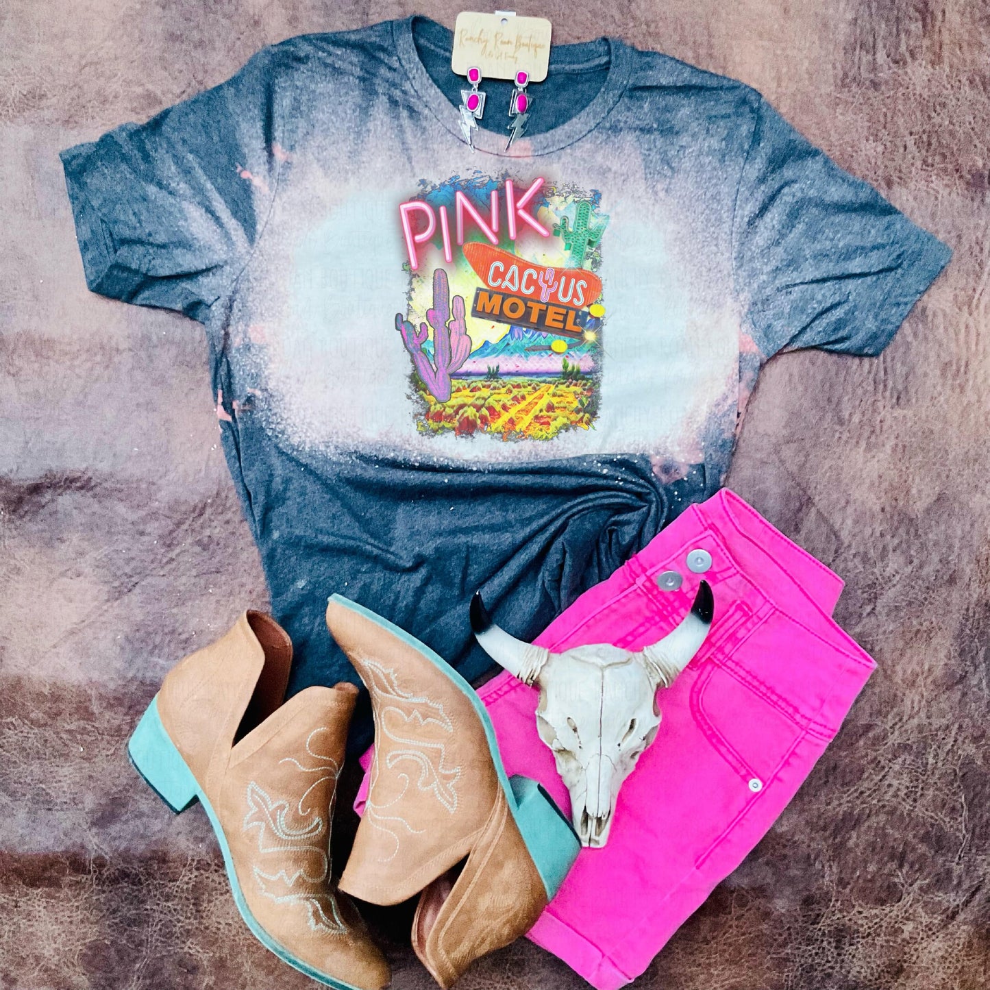 Pink Cactus Motel🌵 Western TShirt - Ranchy Roan Boutique 