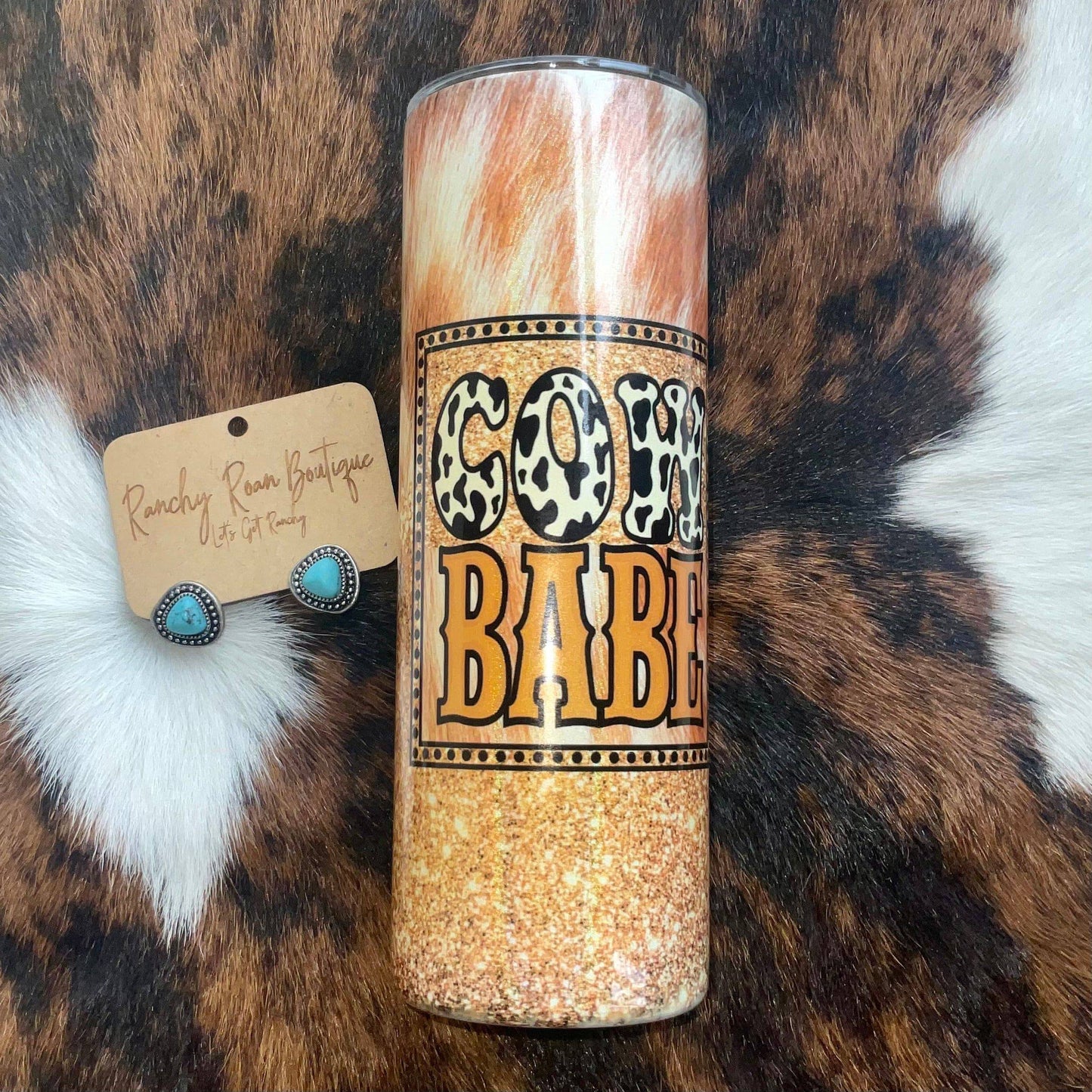 Cow Babe Western 20oz Shimmer Skinny Tumbler - Ranchy Roan Boutique 