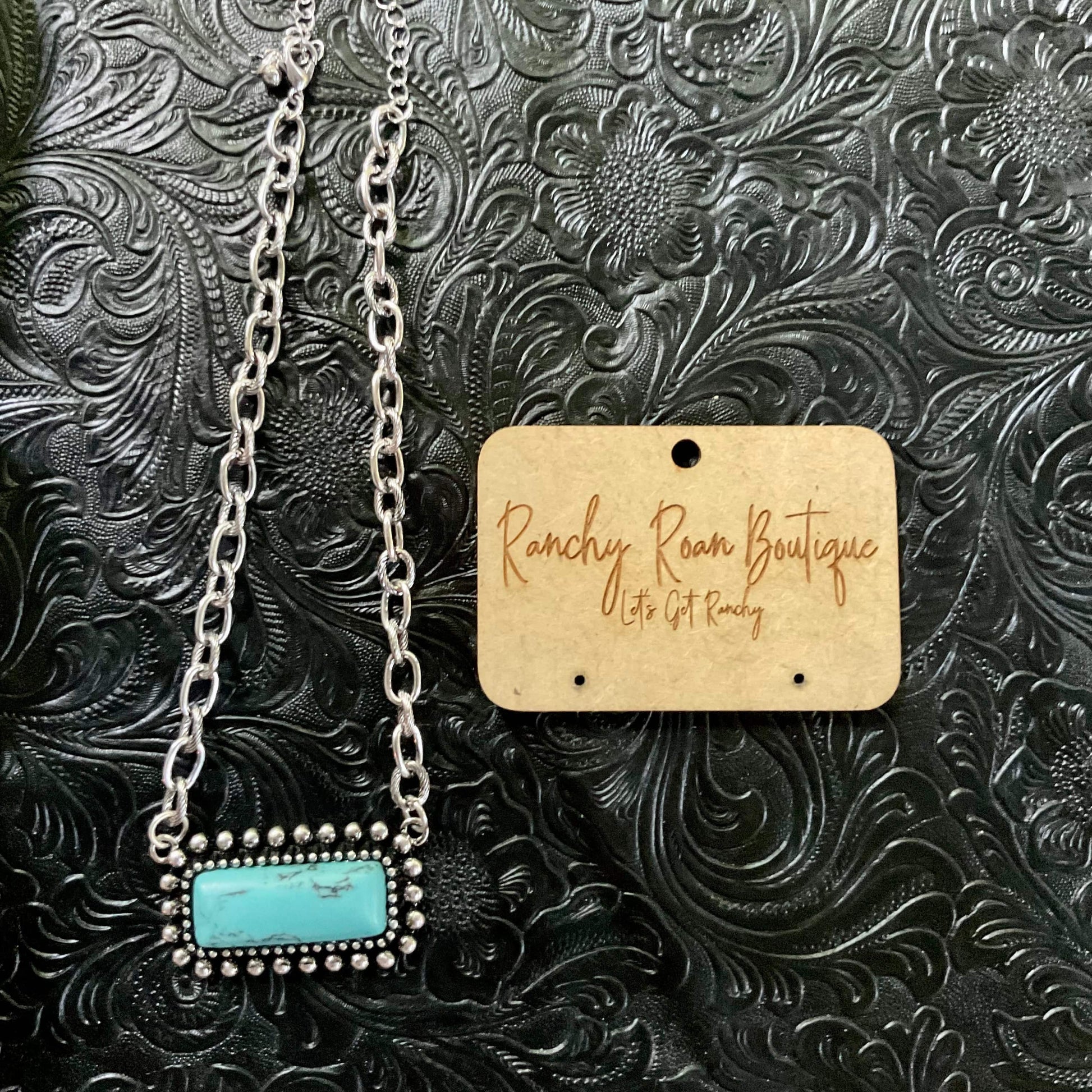 Stone Bar Pendant Turquoise Western Choker - Ranchy Roan Boutique 