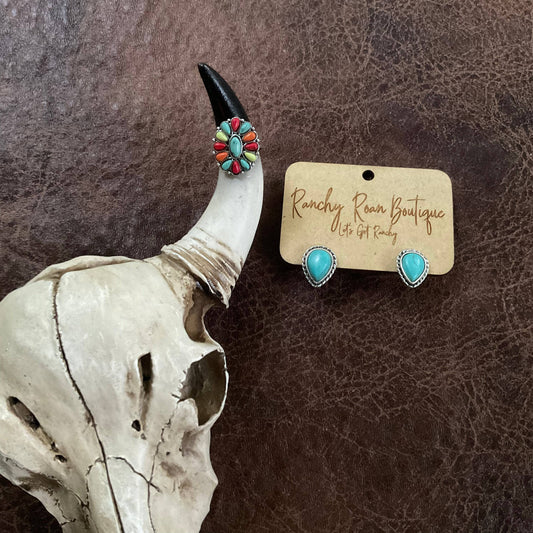 Multi Colored Concho Adjustable Ring - Ranchy Roan Boutique 