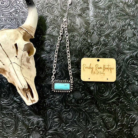 Stone Bar Pendant Turquoise Western Choker - Ranchy Roan Boutique 