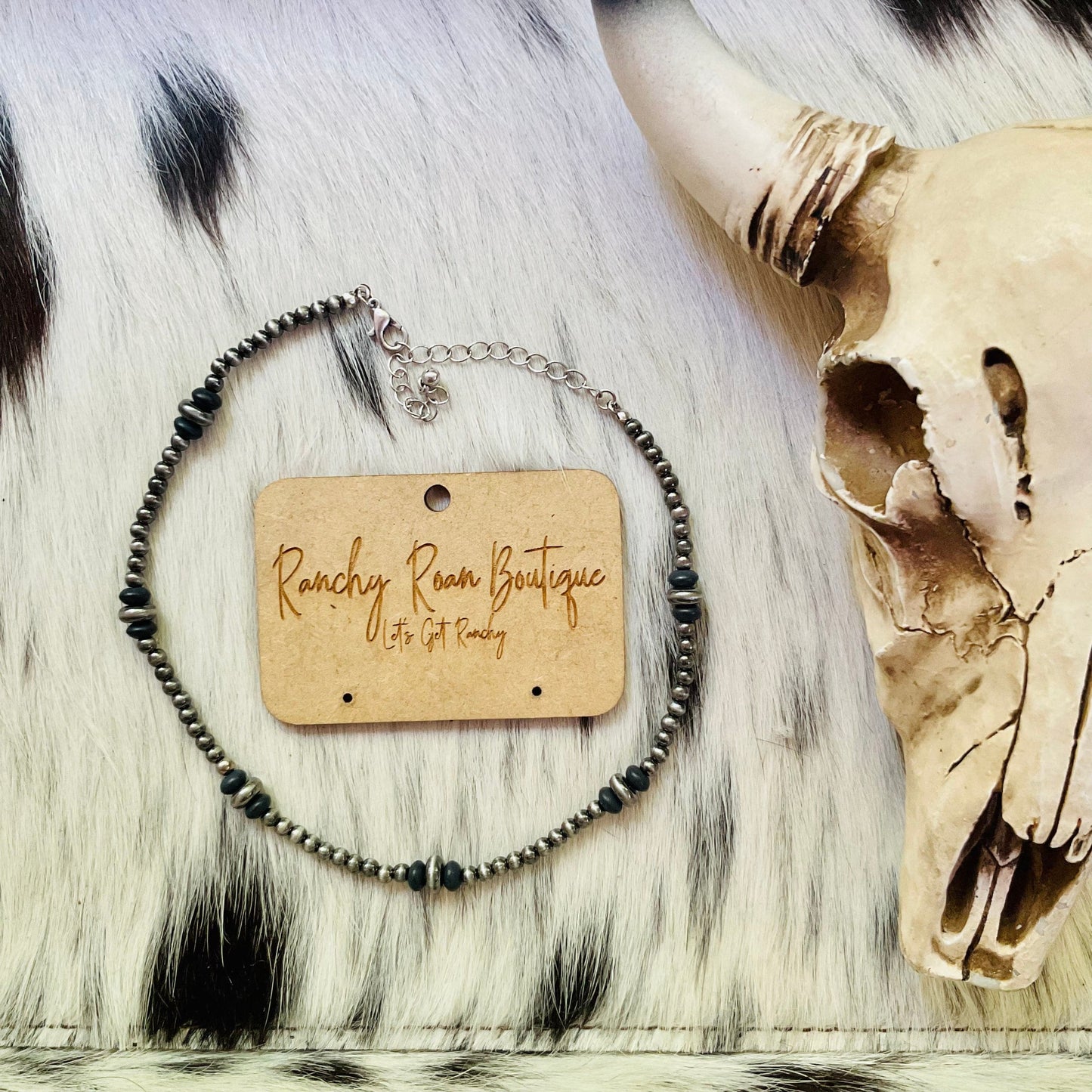 Navajo Style Pearl Black  Choker Necklace - Ranchy Roan Boutique 