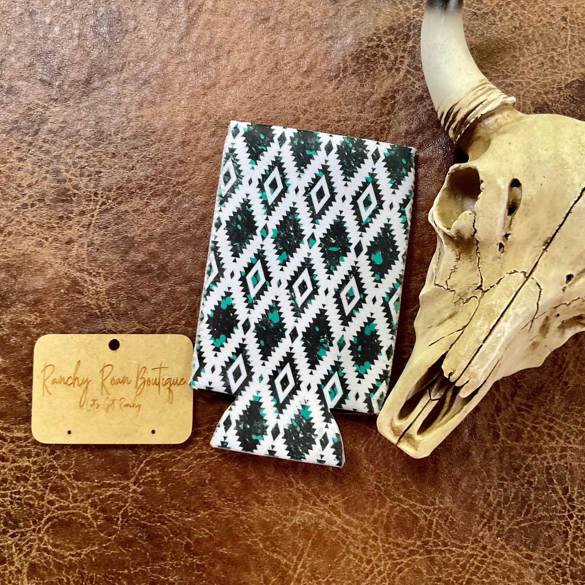 Aztec Turquoise Slim Koozie - Ranchy Roan Boutique 