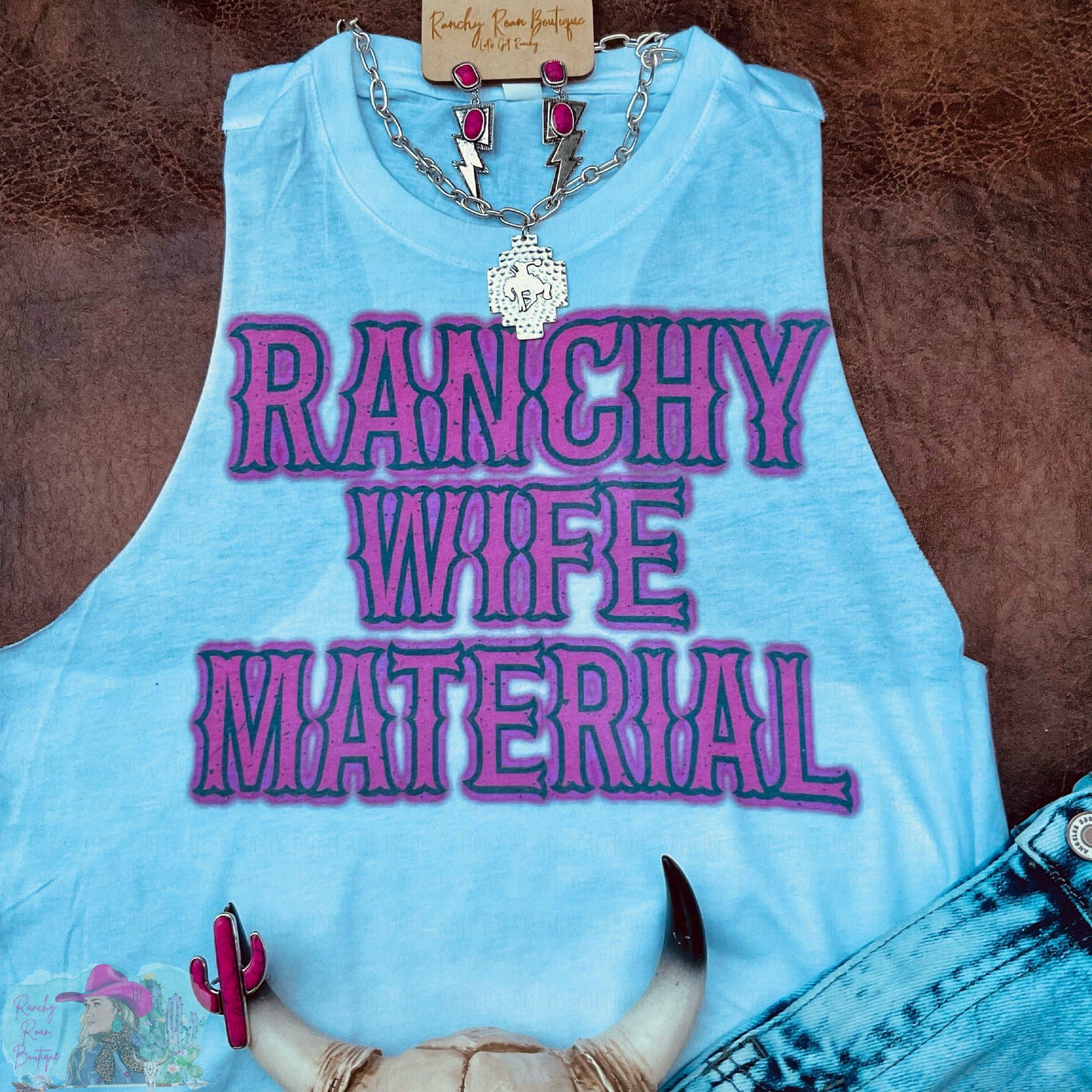 Ranchy Wife Material Neon Crop - Ranchy Roan Boutique 