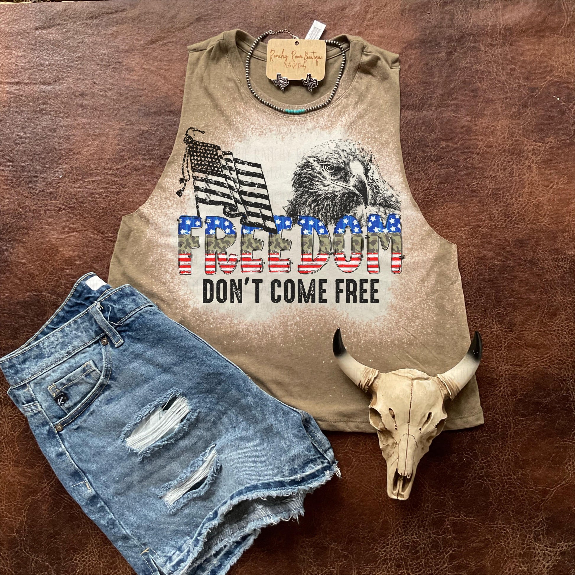 Freedom Don’t Come Free Crop - Ranchy Roan Boutique 