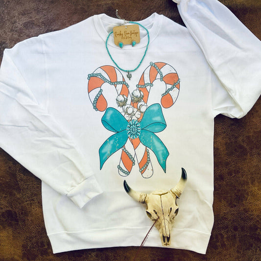 Turquoise Candy Candy Western Sweatshirt - Ranchy Roan Boutique 