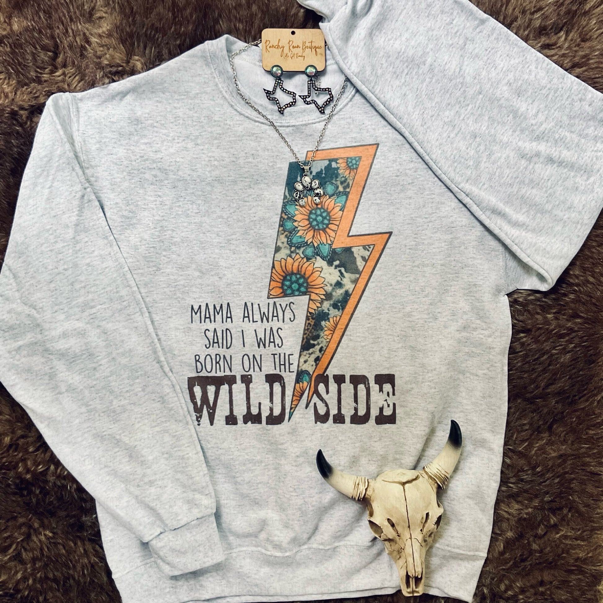 Wild Side Sweatshirt - Ranchy Roan Boutique 