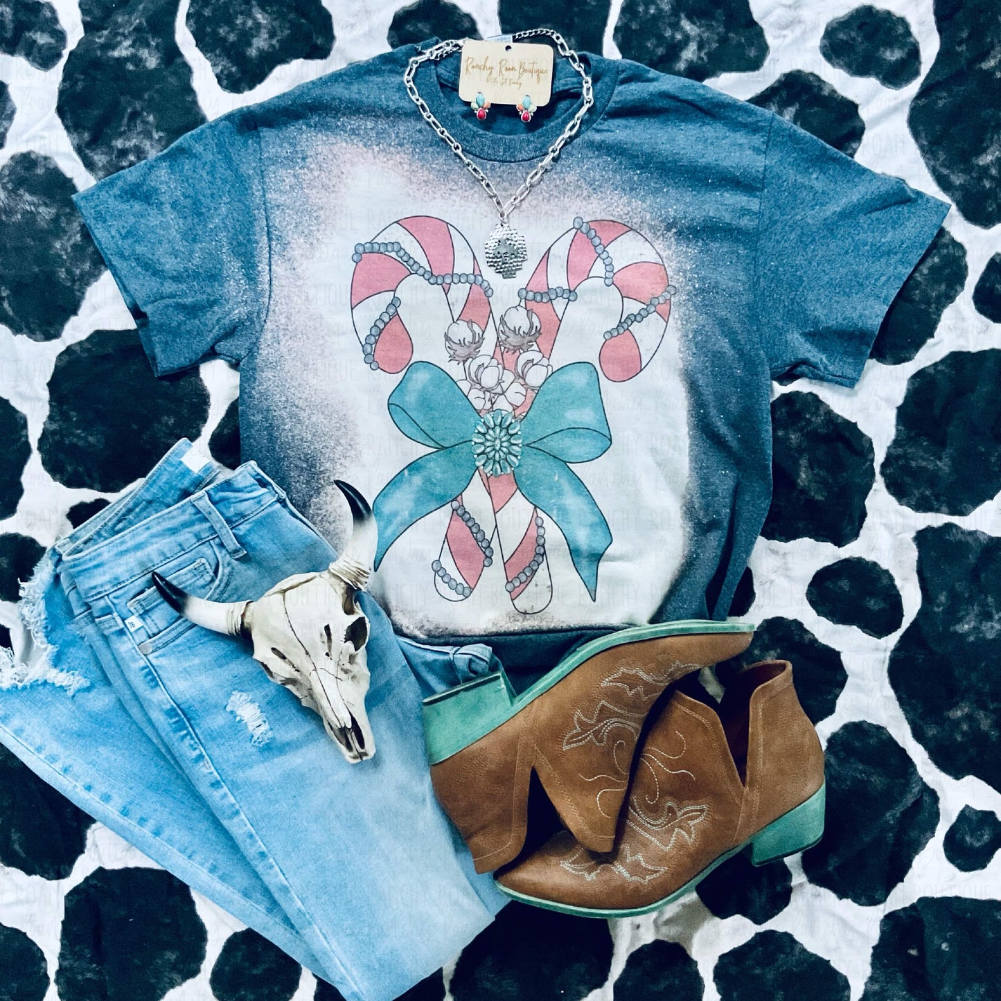 Turquoise Candy Candy Western Tee - Ranchy Roan Boutique 