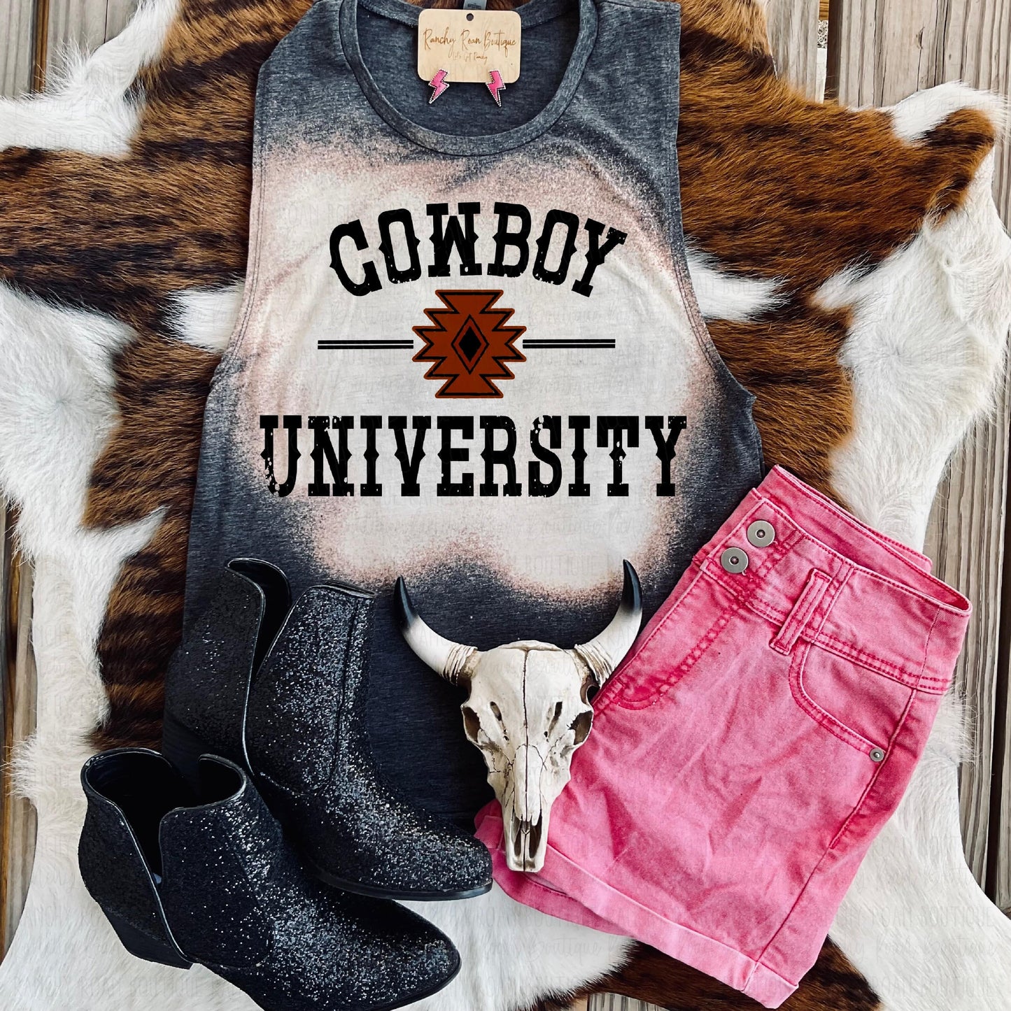 Cowboy University Aztec Festival Muscle Tank - Ranchy Roan Boutique 