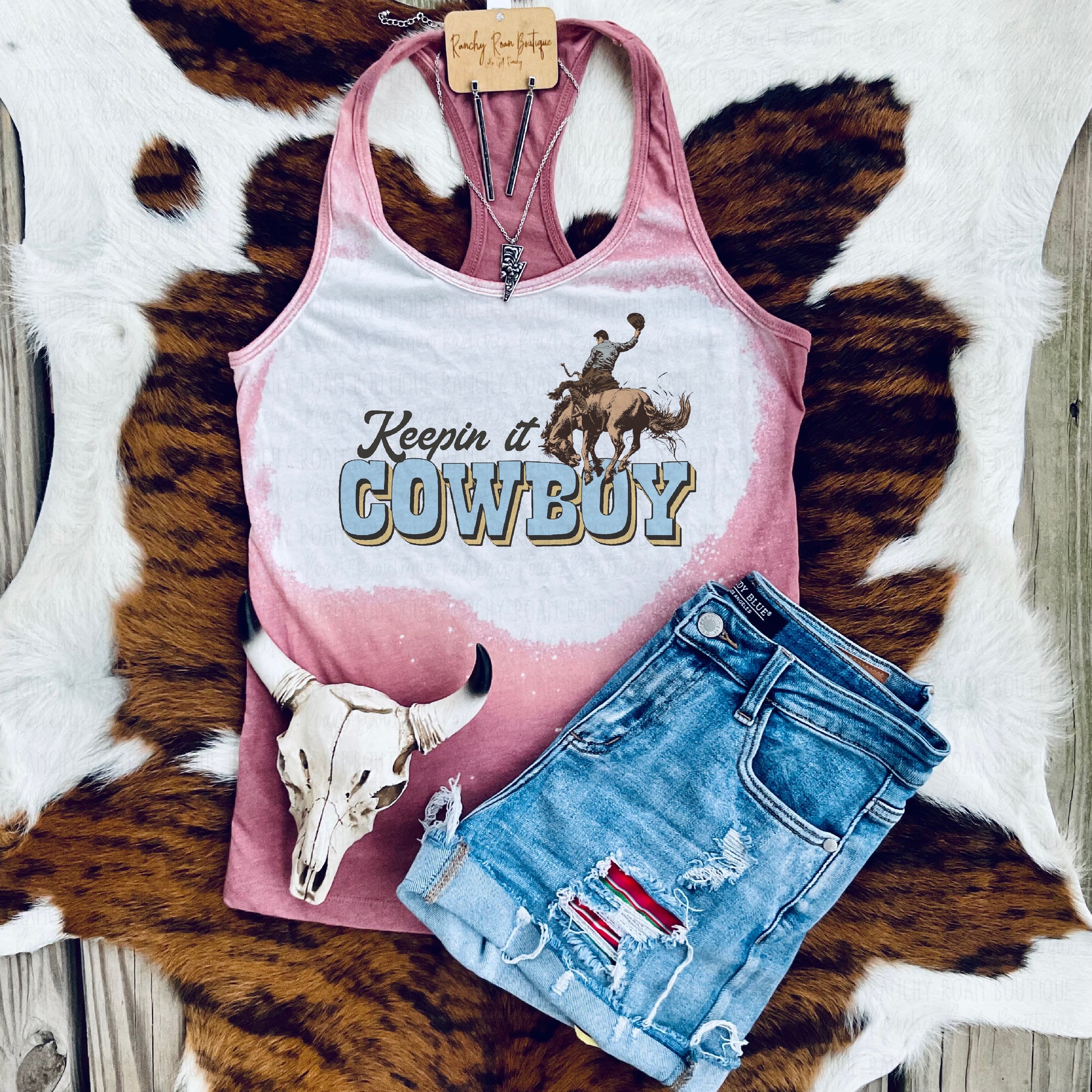 Keepin it Cowboy Racerback Tank - Ranchy Roan Boutique 