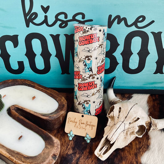 Howdy Cowboy Western 20oz Skinny Tumbler - Ranchy Roan Boutique 