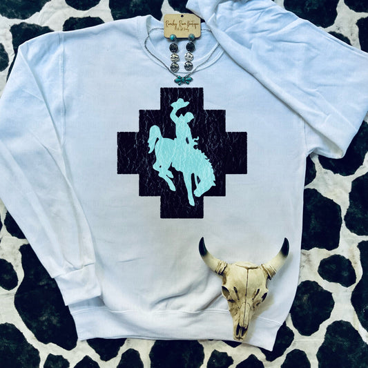 Aztec Bucking Bull Sweatshirt - Ranchy Roan Boutique 