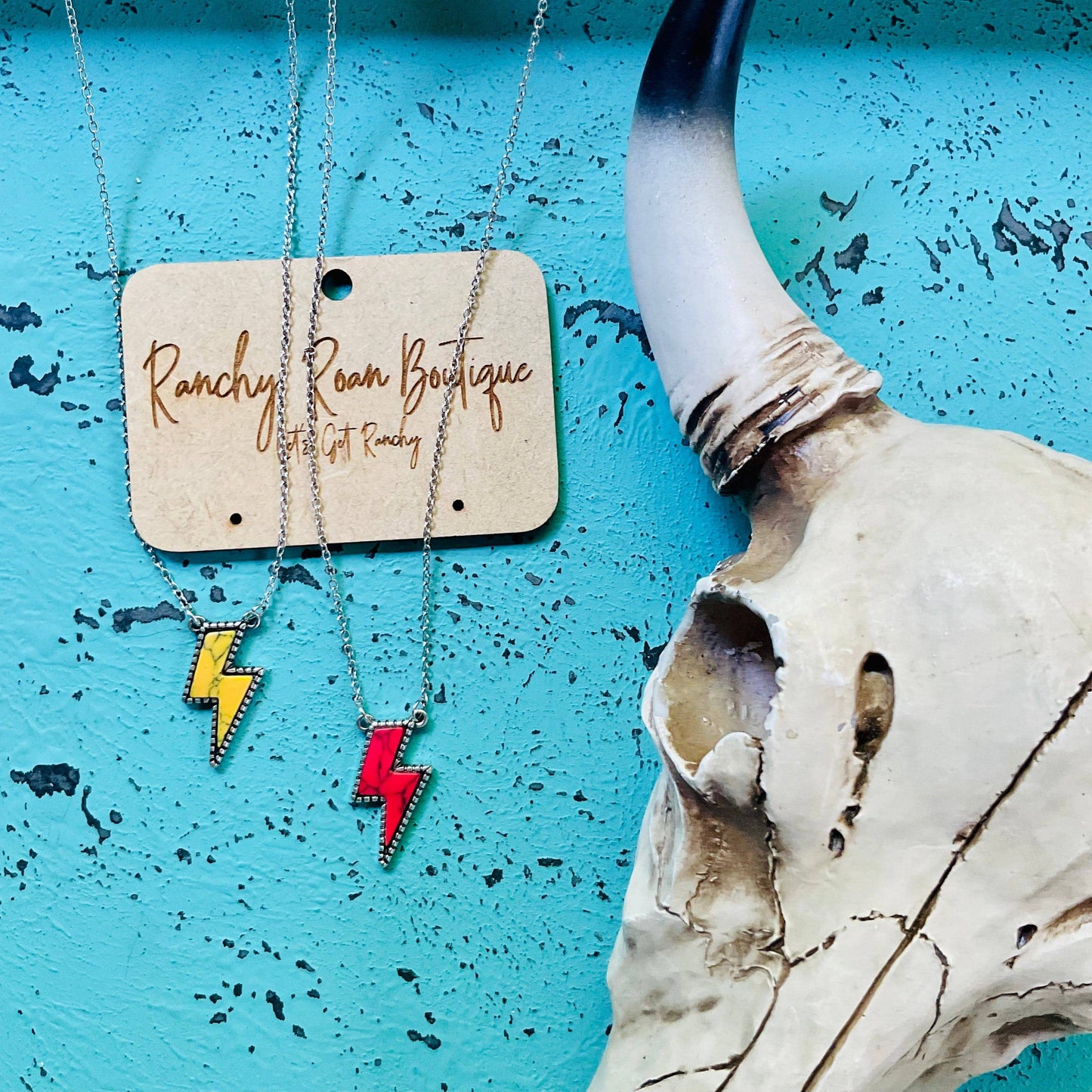 Thunder Bolt Pendant Yellow Turquoise Necklace - Ranchy Roan Boutique 