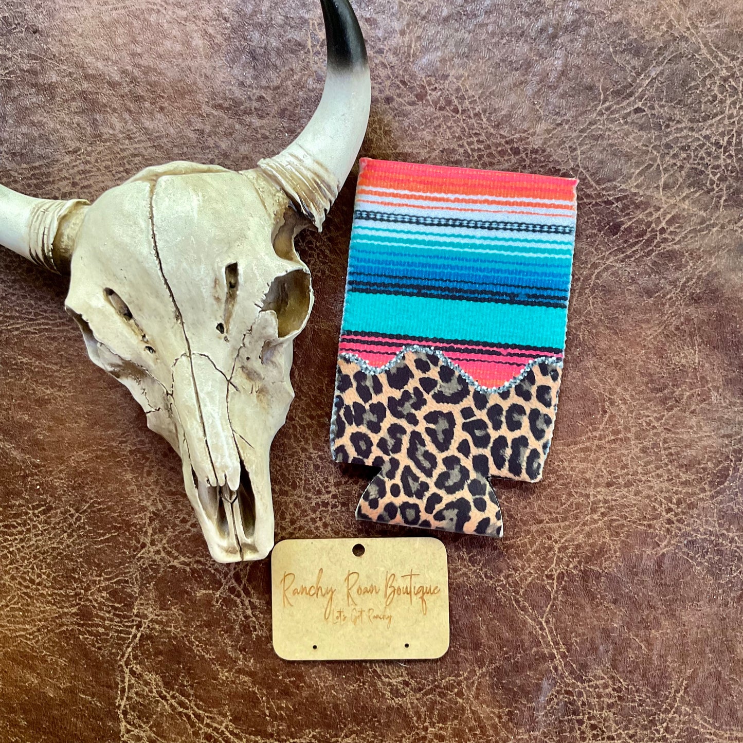 Serape Leopard Print Slim Koozie - Ranchy Roan Boutique 