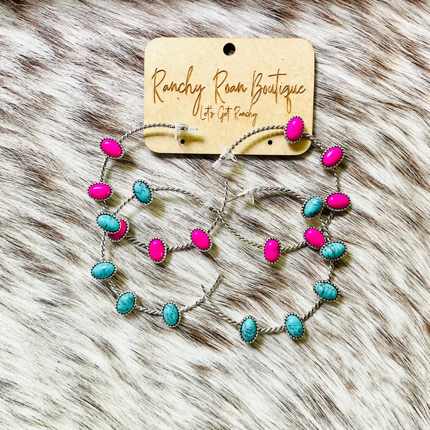 Western Stone Hoop Earrings - Ranchy Roan Boutique 