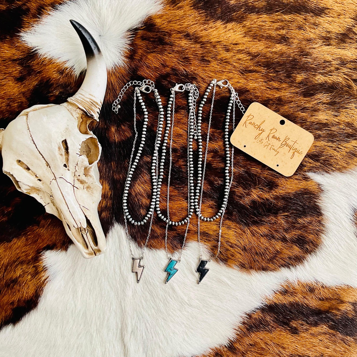 4MM Navajo Style Bead Choker & Turquoise Thunder Stone Necklace - Ranchy Roan Boutique 