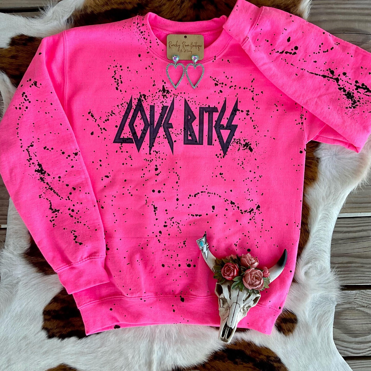 Distressed Love Bites Sweatshirt - Ranchy Roan Boutique 