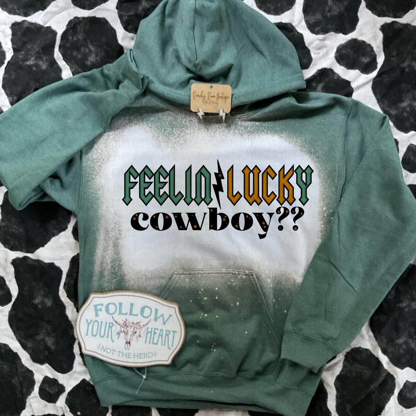 Feelin Lucky Cowboy Western Hoodie - Ranchy Roan Boutique 