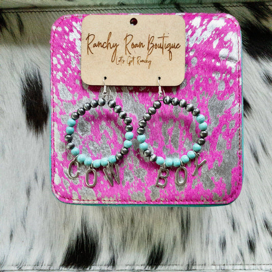 3’’ Navajo Style Bead COWBOY Dangle Earrings - Ranchy Roan Boutique 