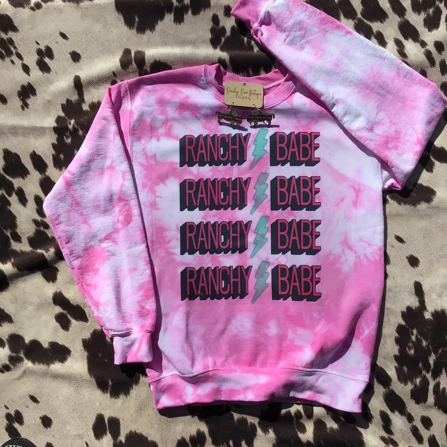 Ranchy Babe Lightning Bolt Dyed Sweatshirt.