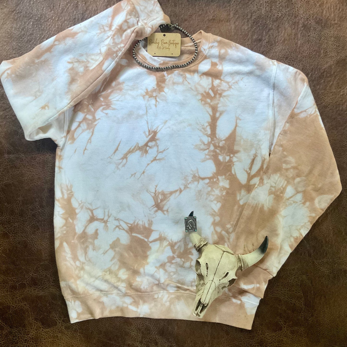 Sand Tie Dyed Blank Sweatshirt - Ranchy Roan Boutique 