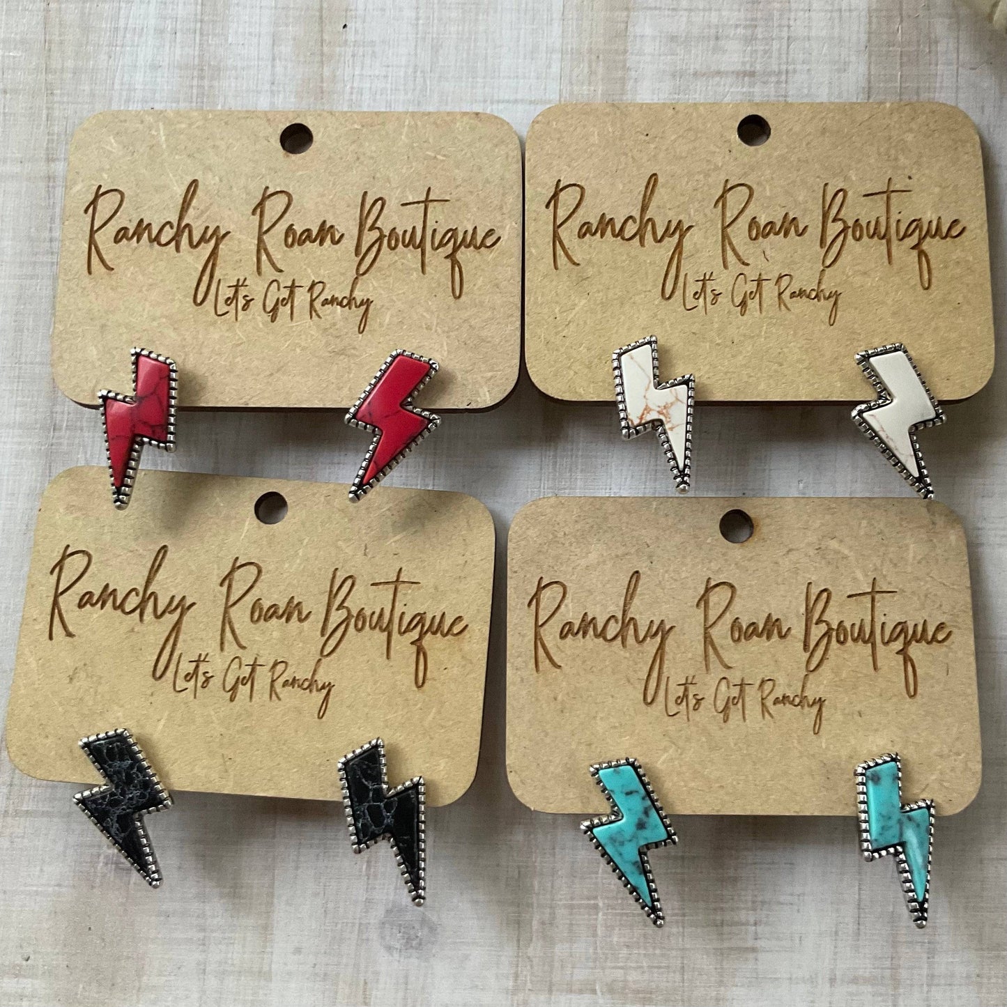 Thunder Bolt Stud White Earrings - Ranchy Roan Boutique 