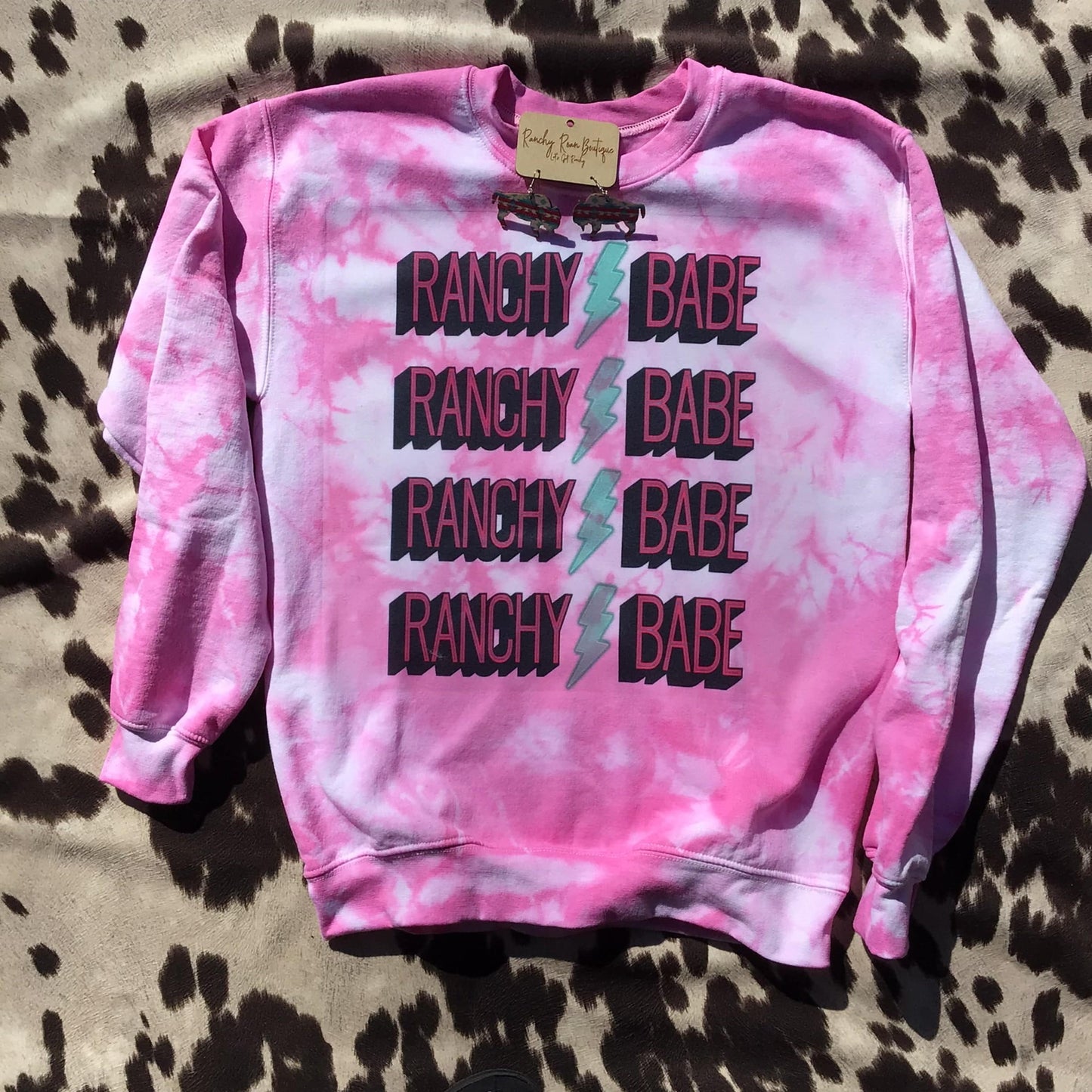 Ranchy Babe Lightning Bolt Dyed Sweatshirt.