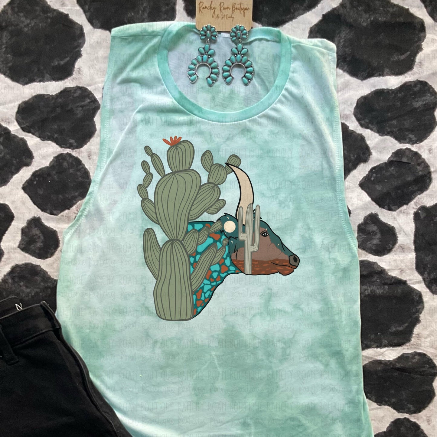 Cactus Steer Festival Muscle Tank - Ranchy Roan Boutique 