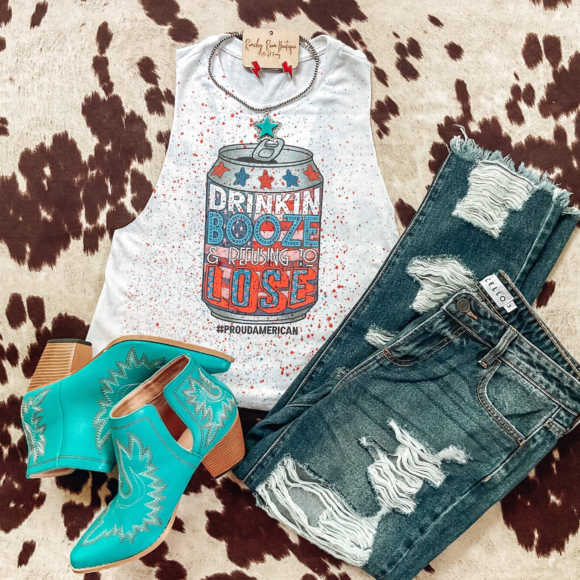 Drinkin Booze & Refusing to Lose crop - Ranchy Roan Boutique 