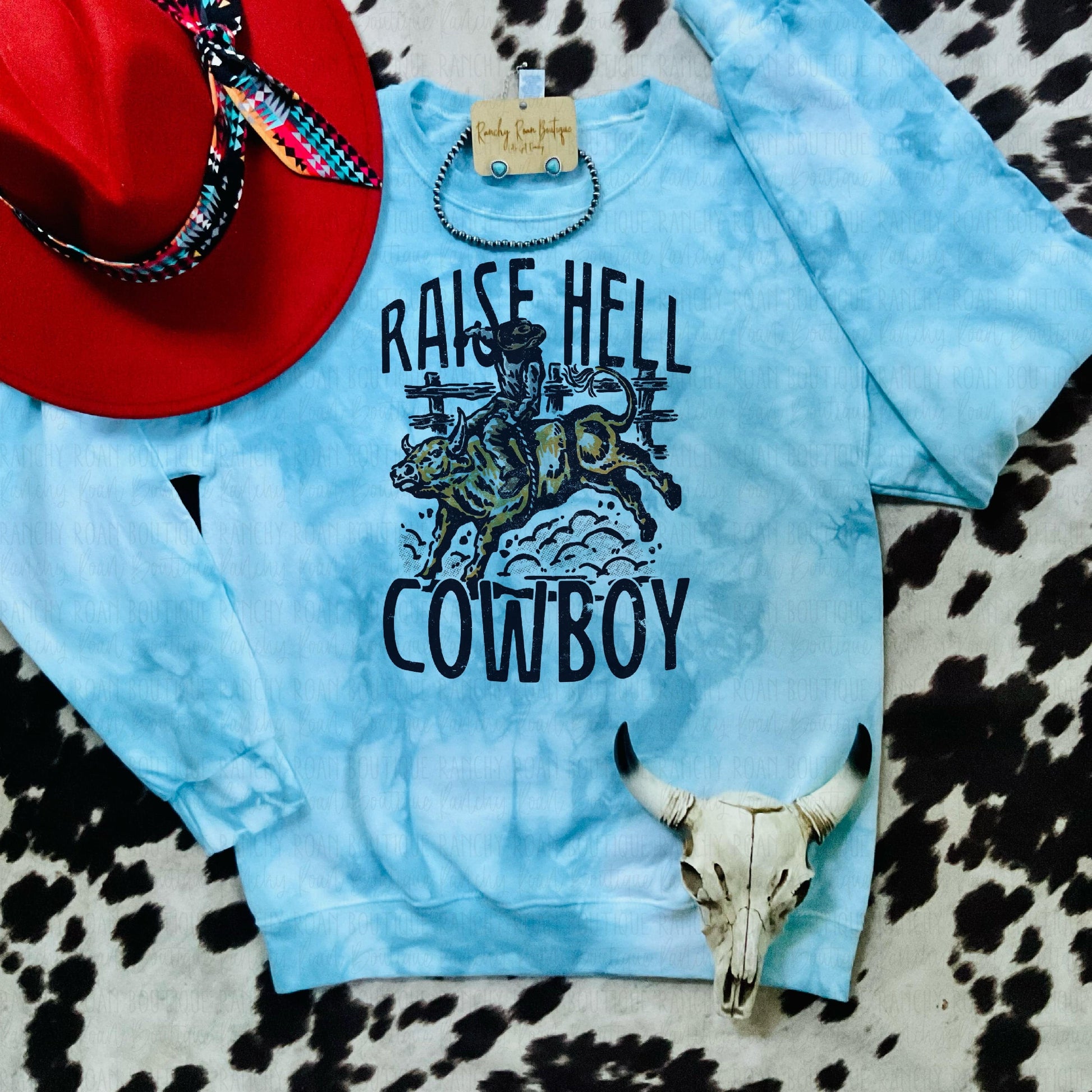 Raise Hell Cowboy Sweatshirt - Ranchy Roan Boutique 