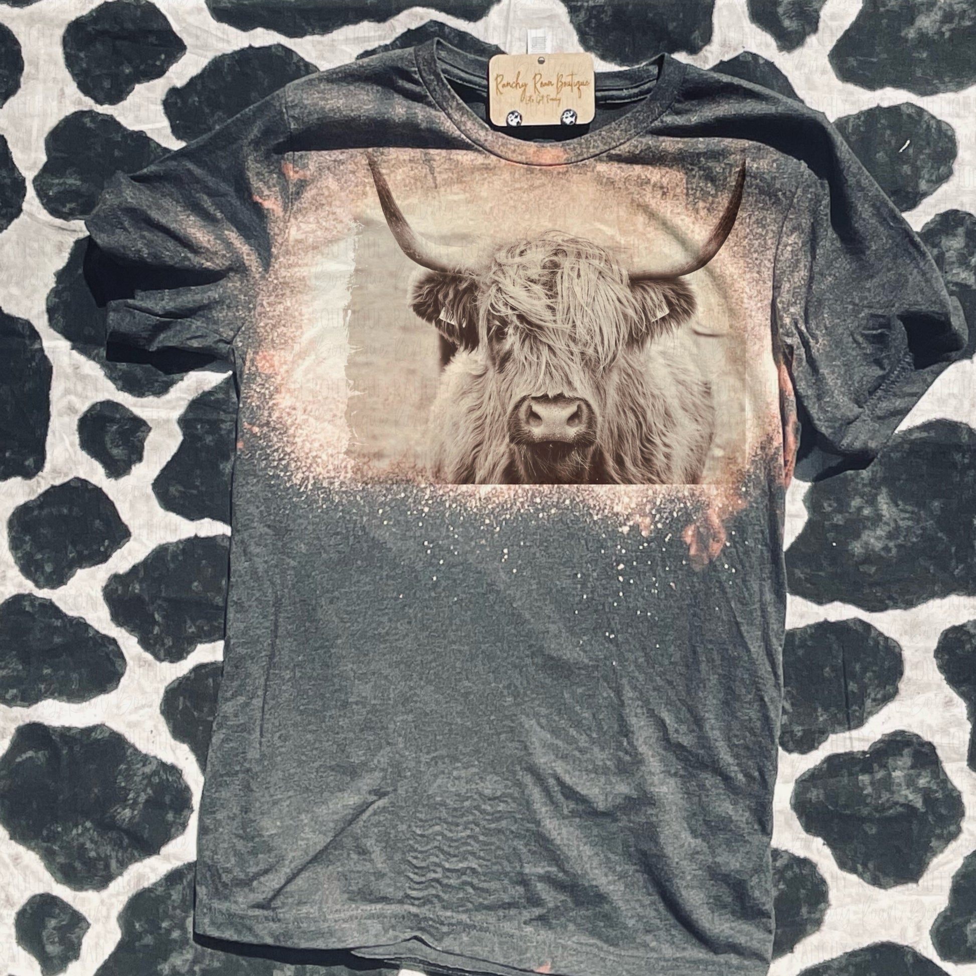 Highlander Cow Tee - Ranchy Roan Boutique 