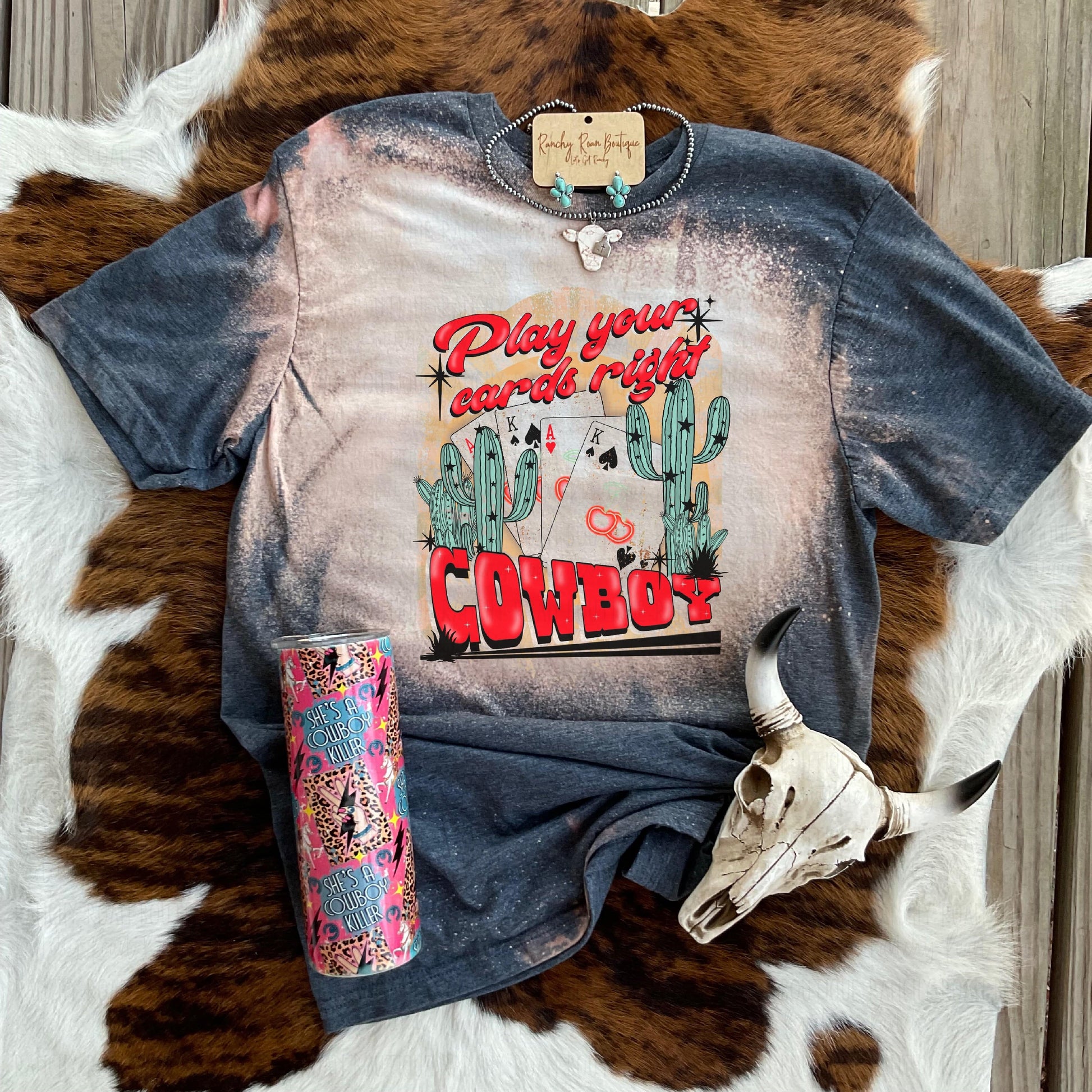 Play Your Cards Right Cowboy Tee - Ranchy Roan Boutique 